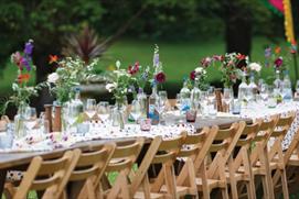 Dining in the gardens at Cowley Manor, Cheltenham