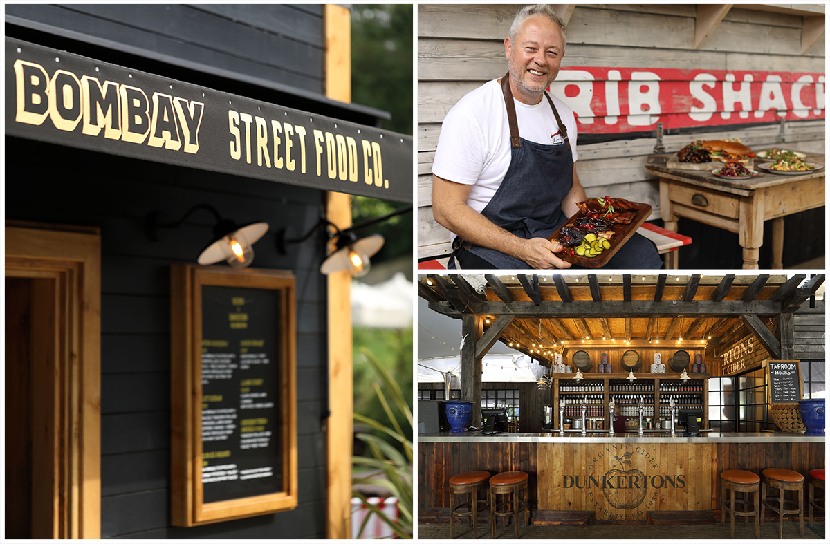 From left to right, Bombay Street Food Co, Ronnies Ribshack and Dunkertons Cider