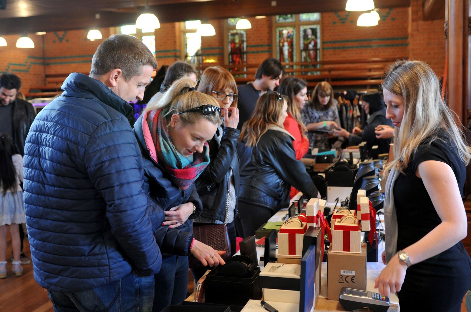 Shoppers looking at jewellery at Cheltenham Boutique Sale 
