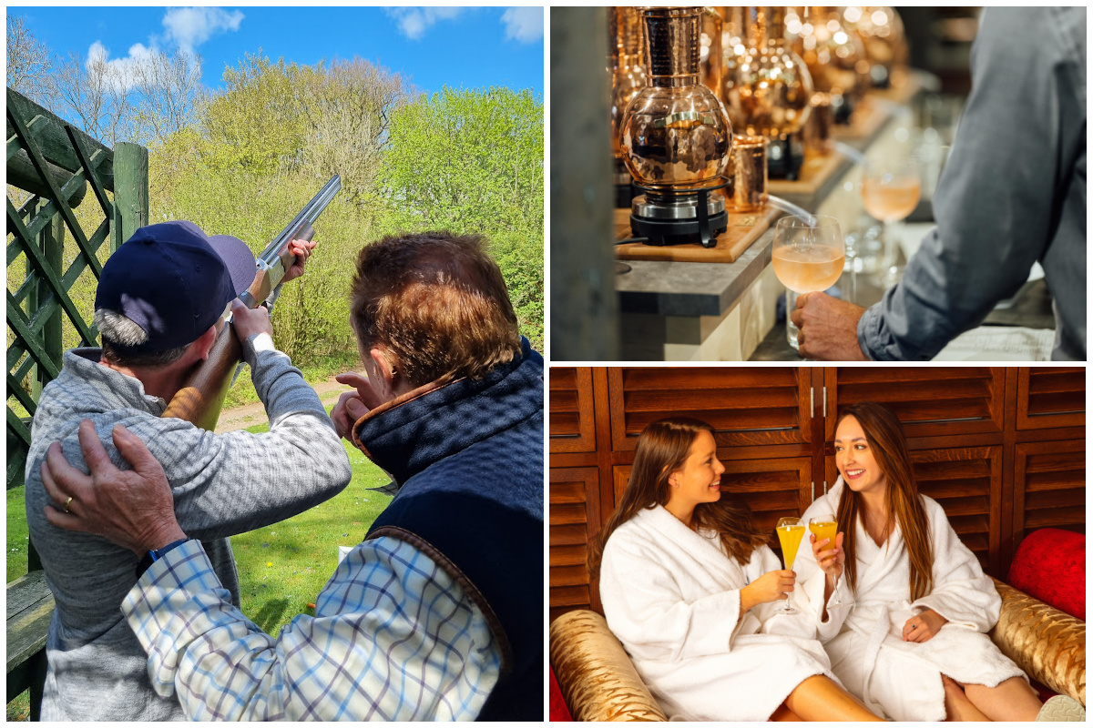 Clay pigeon shooting, Distillery tours, Spa days