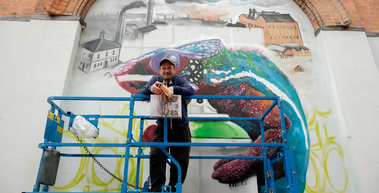 Chameleon street art at Cheltenham Paint Festival 