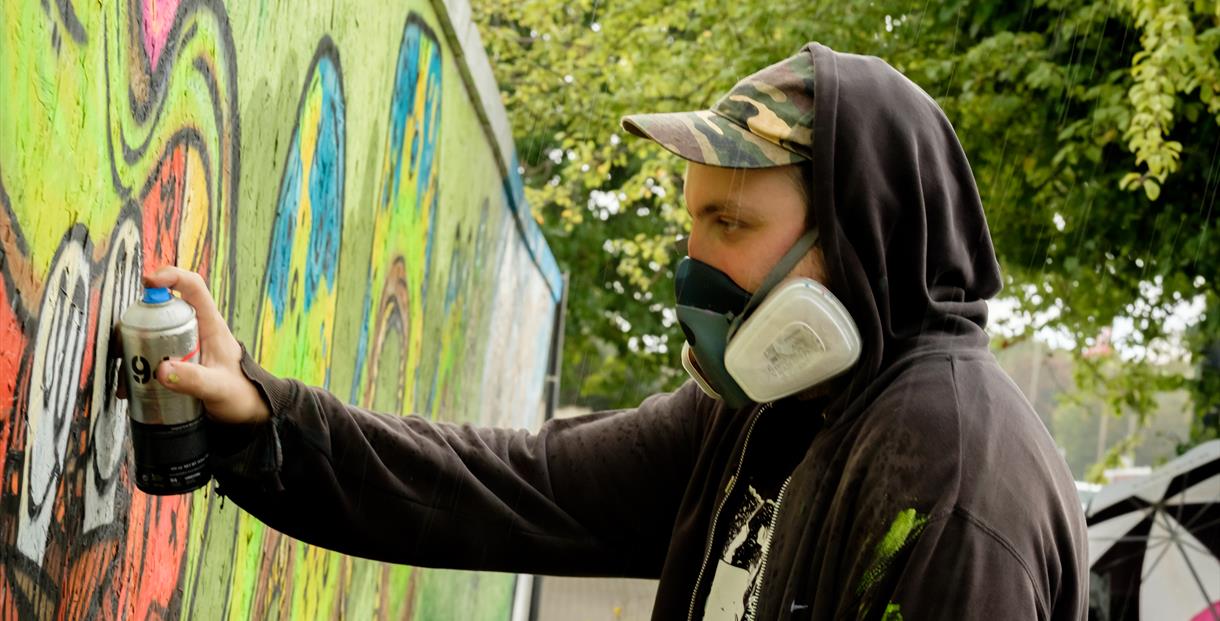 Street art painting at Cheltenham Paint Festival