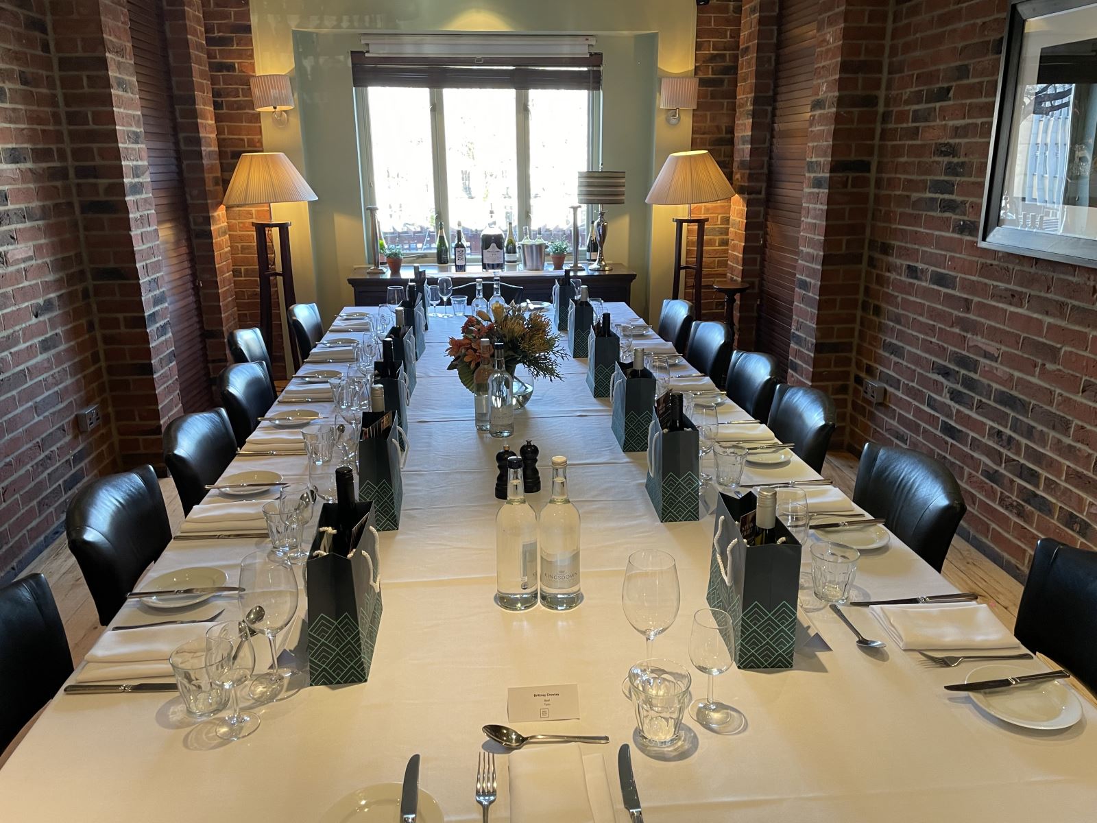Almaviva dining room laid for a private lunch