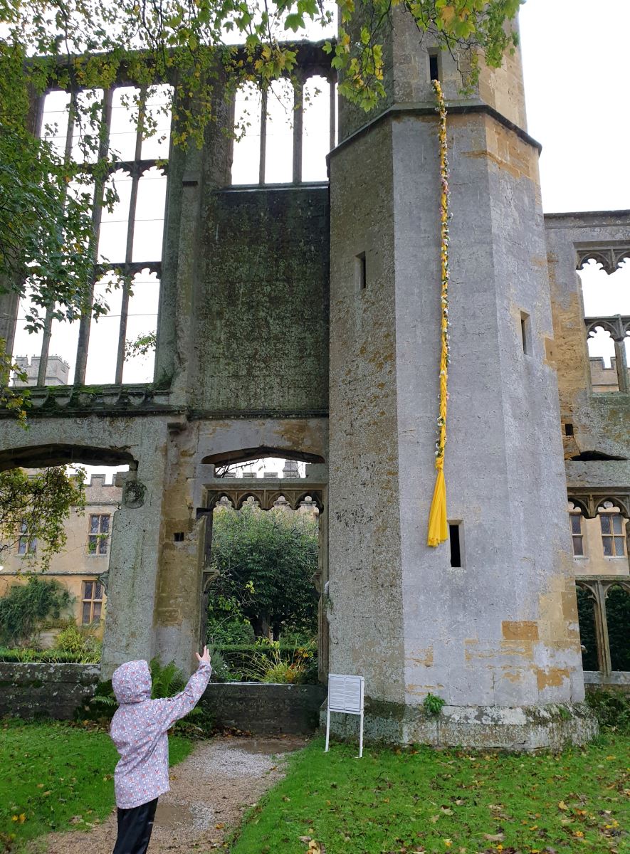 Rupunzel's hair down Sudeley Castle turret 