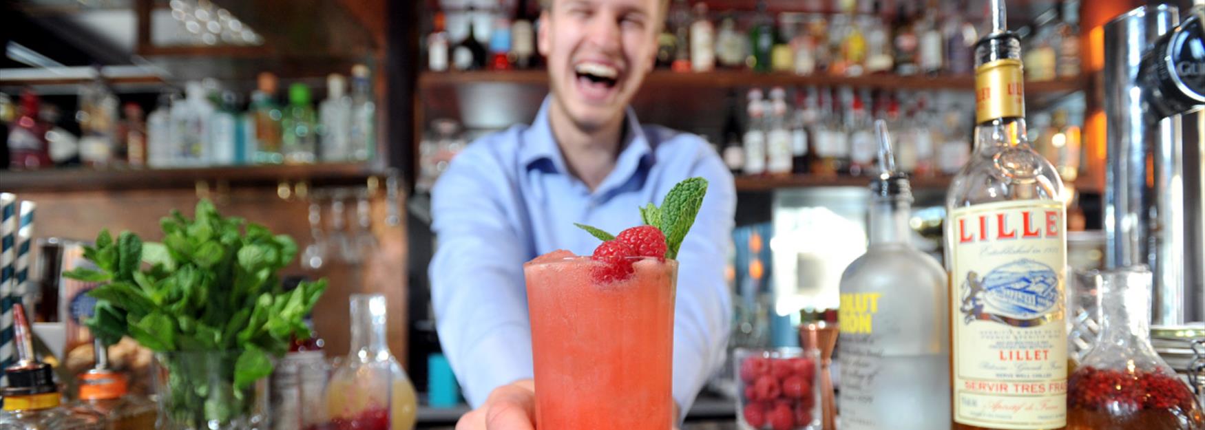 Cocktail being served during Cheltenham Cocktail Week