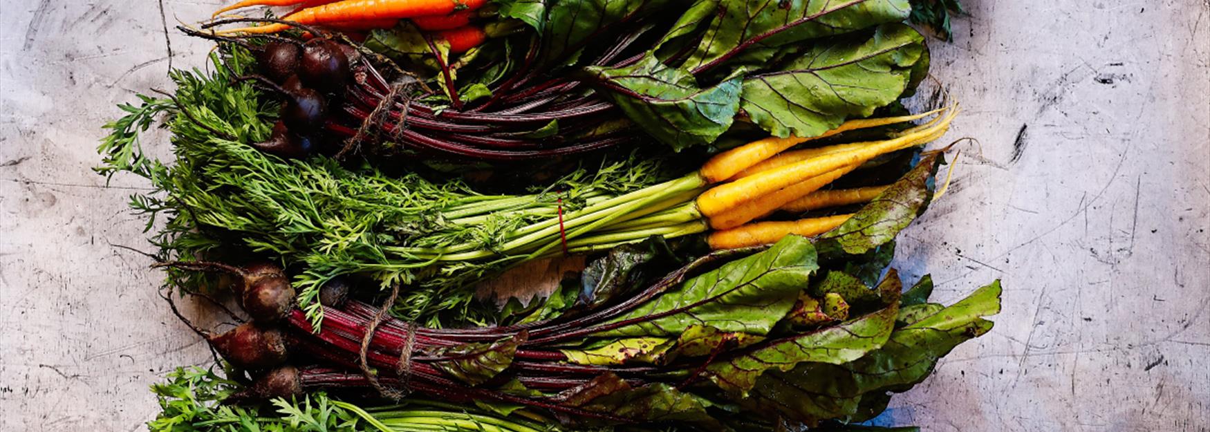 Freshly picked carrots and beetroot