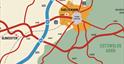 Graphic map showing location of Cheltenham