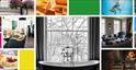 Collage of photographs and colourful tiles showing some of Cheltenham's superb range of accommodation options