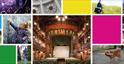 Collage of photographs and colours showing a selection of Things to Do in Cheltenham