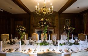 Panel Room set up for a private dinner